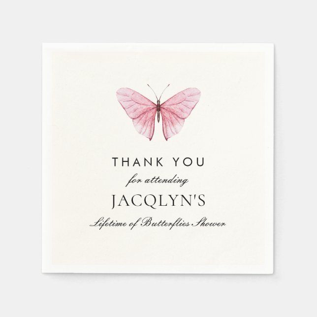 Jacqlyn's Lifetime of Butterflies Shower Thank You Napkins (Front)