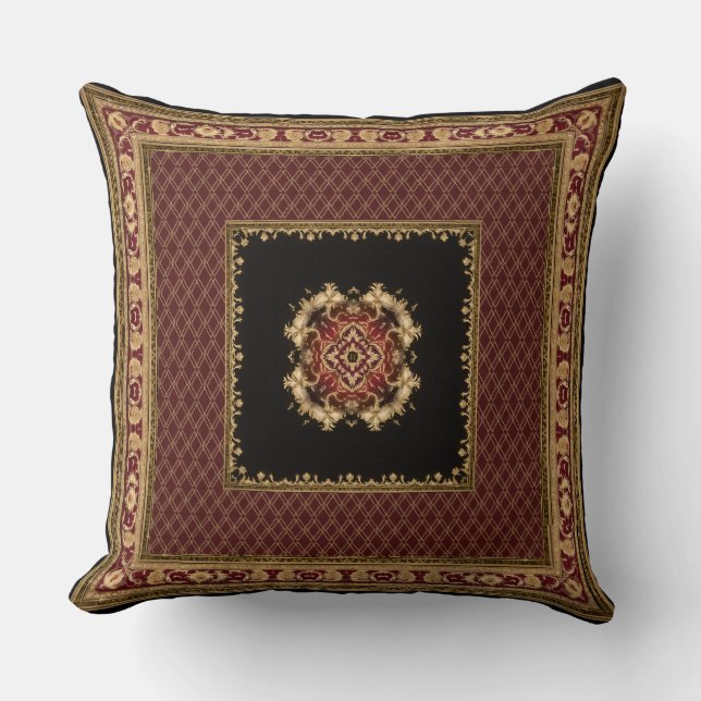 Jacquard Black and Red Pillow (Front)