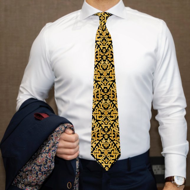 Jacquard Style Gold on Black - Historial Costume Neck Tie (Creator Uploaded)