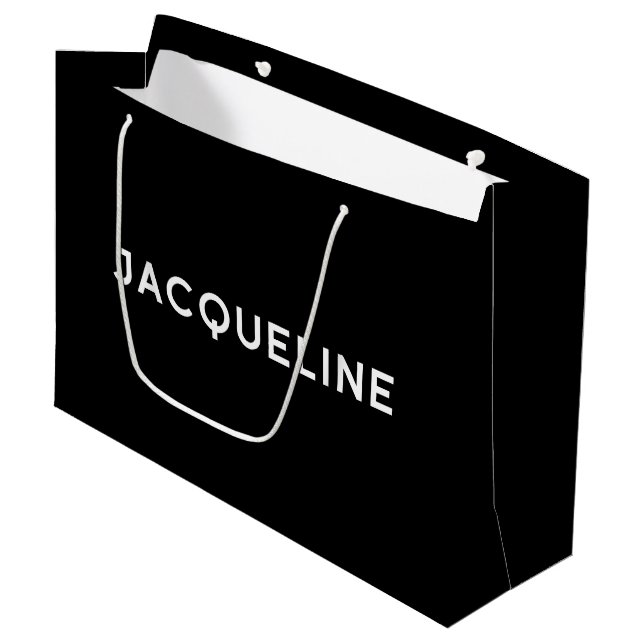 Jacqueline Elegant Gift Bag in Black and White (Front Angled)
