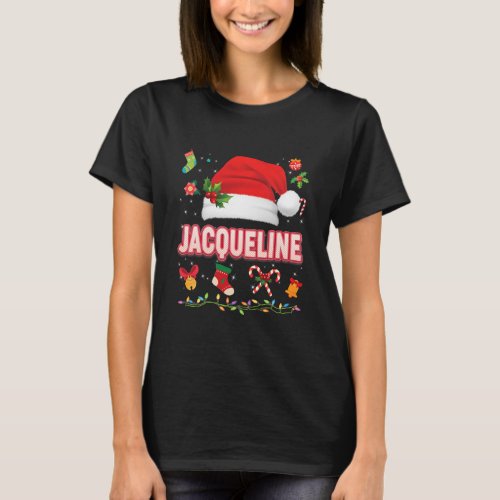Jacqueline Santa Claus Hat Family Merry Christmas T_Shirt