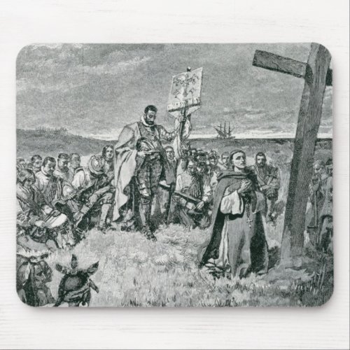 Jacques Cartier  Setting up a Cross at Gaspe Mouse Pad