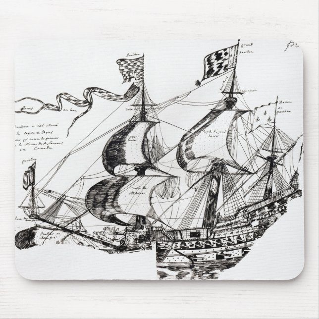 Jacques Cartier's ship, 'Rarete Indes Mouse Pad (Front)