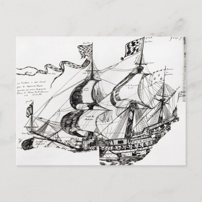Jacques Cartier's ship, 'Rarete Indes Postcard (Front)