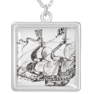 Jacques Cartier's ship, 'Rarete Indes Silver Plated Necklace