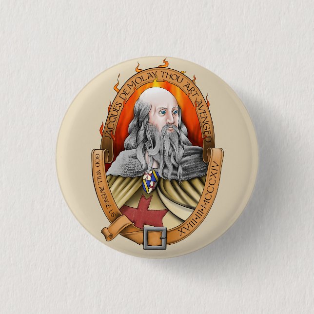 Jacques demolay thou art avenged pinback button (Front)