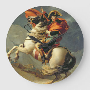 Jacques - Louis David - Napoleon Crossing The Alps Large Clock