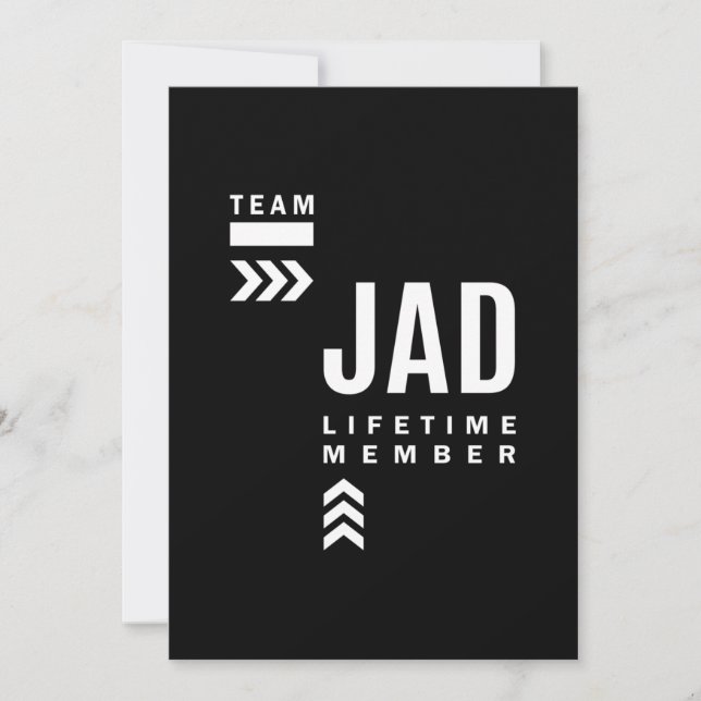 Jad Personalized Name Birthday Gift Invitation (Front)