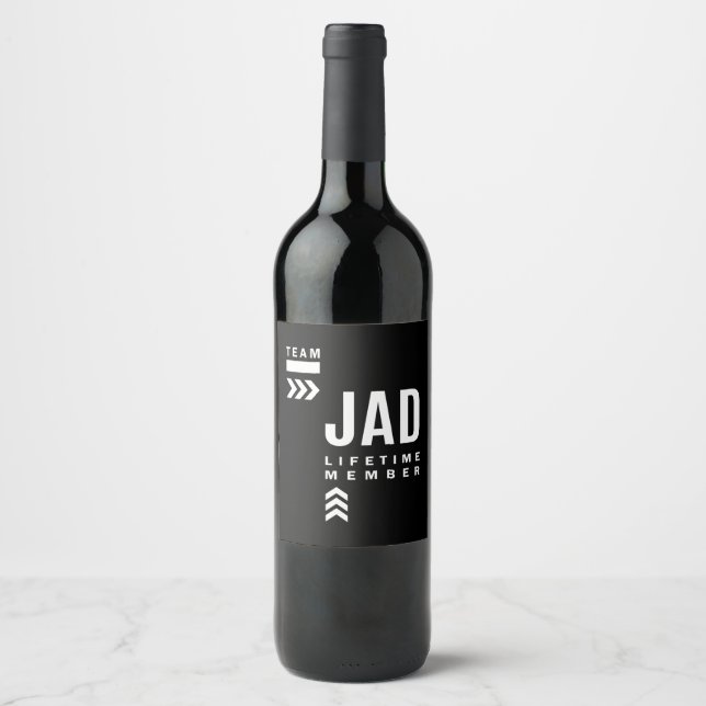 Jad Personalized Name Birthday Gift Wine Label (Front)