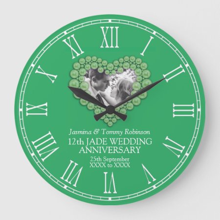 Jade 12th Wedding Anniversary Custom Photo Large Clock