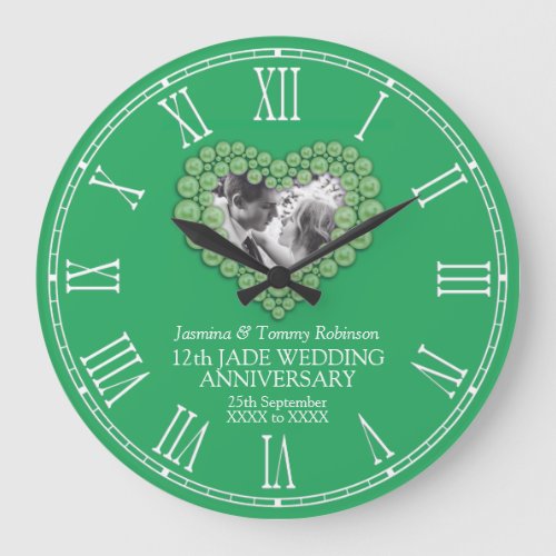 Jade 12th wedding anniversary custom photo large clock