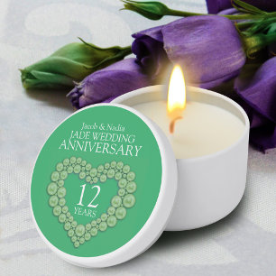 Jade 12th wedding anniversary heart green mini candle favors