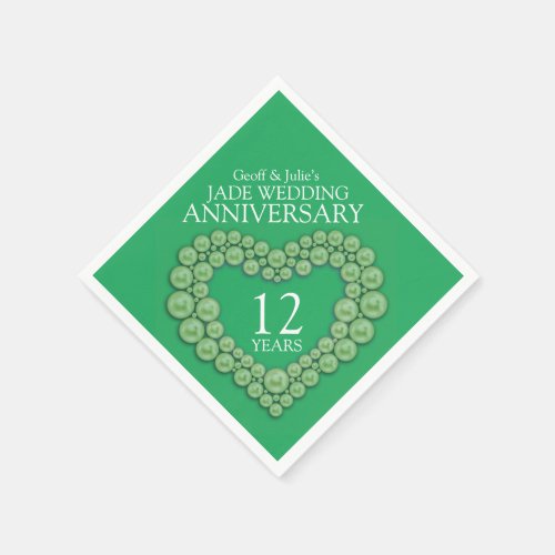 Jade 12th Wedding Anniversary heart green napkins