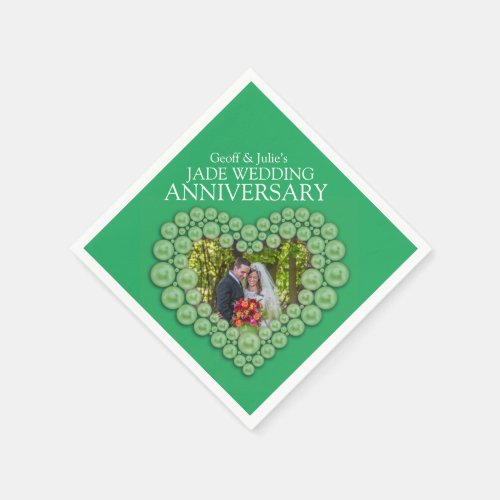 Jade 12th Wedding Anniversary heart green photo Napkins