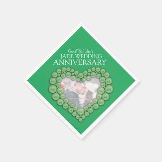 Jade 12th Wedding Anniversary heart green photo Paper Napkin