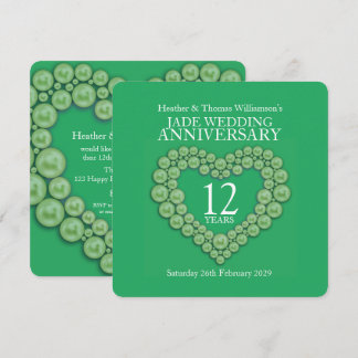 Jade 12th wedding anniversary heart invitations