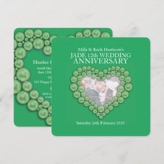 Jade 12th wedding anniversary heart photo invites