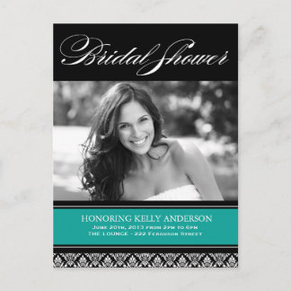 Jade and Black Damask Bridal Shower Invites