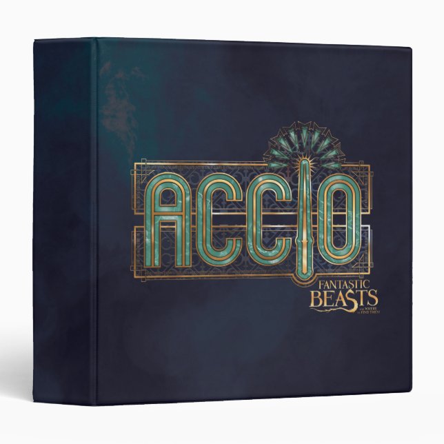 Jade Art Deco ACCIO™ Spell Graphic 3 Ring Binder (Front/Spine)