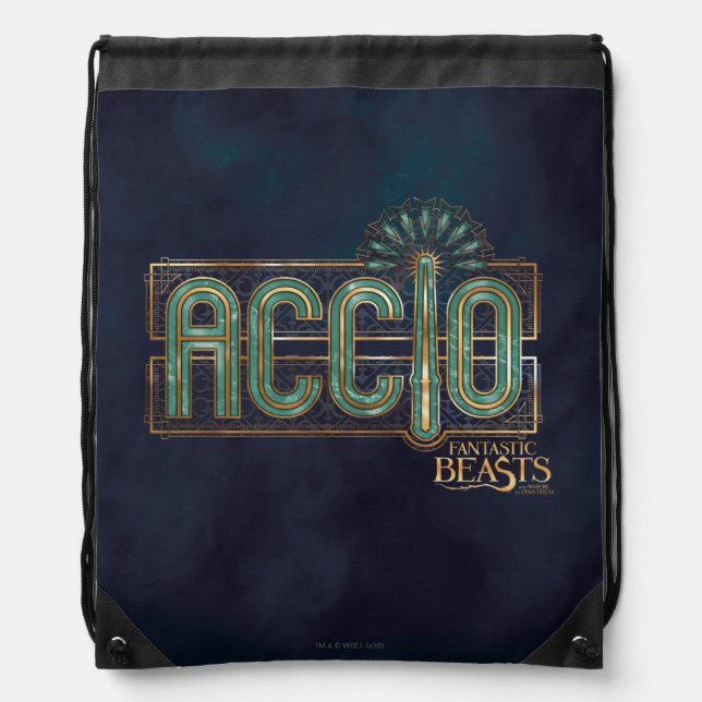 Jade Art Deco ACCIO™ Spell Graphic Drawstring Bag (Front)