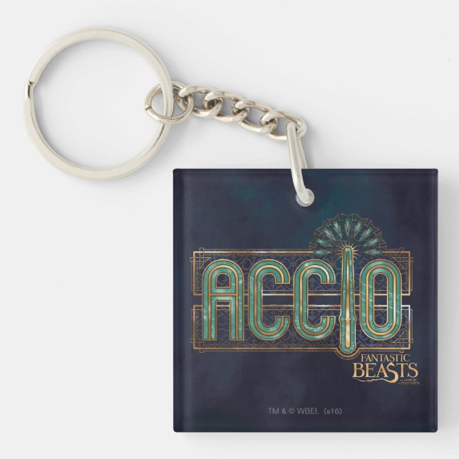 Jade Art Deco ACCIO™ Spell Graphic Keychain (Front)