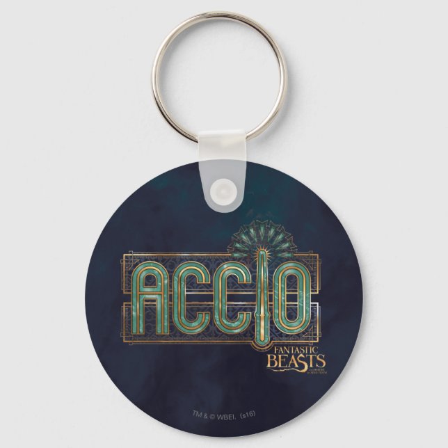 Jade Art Deco ACCIO™ Spell Graphic Keychain (Front)