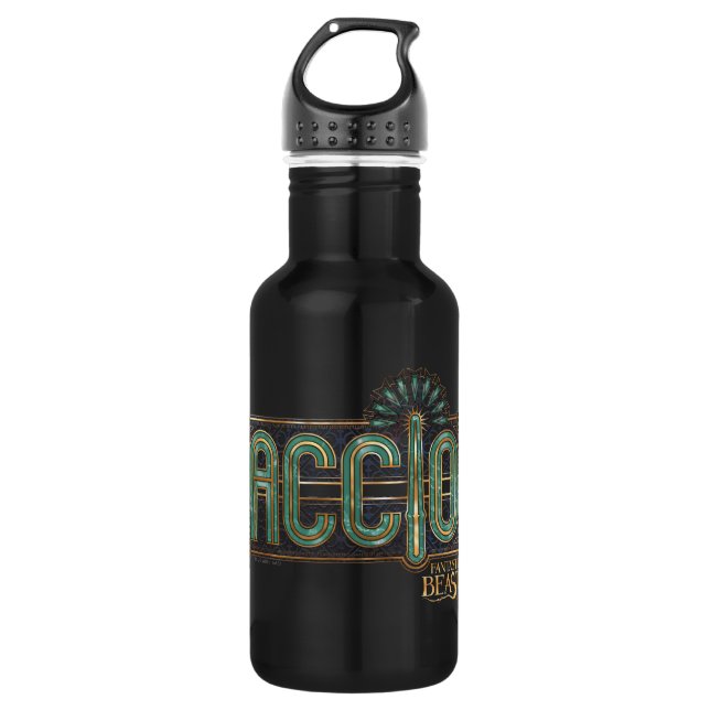 Jade Art Deco ACCIO™ Spell Graphic Stainless Steel Water Bottle (Front)