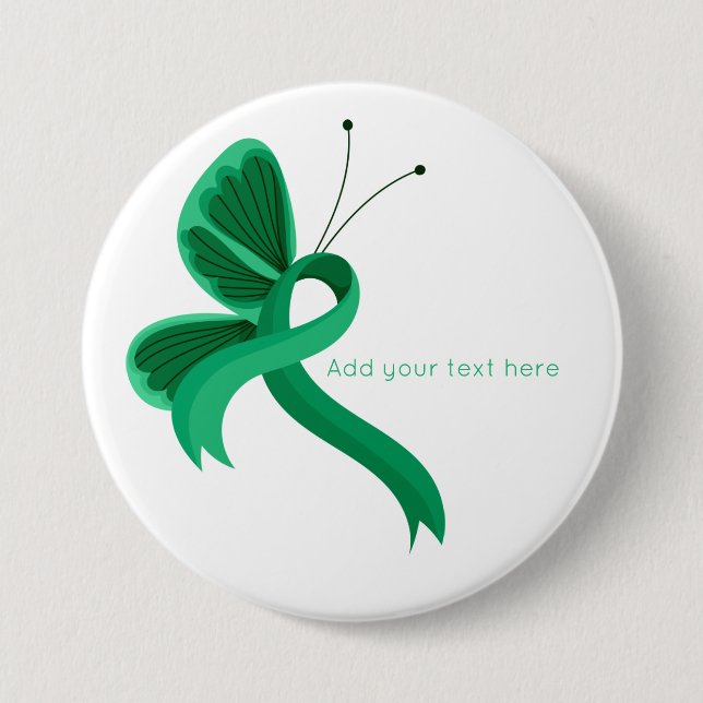 Jade Awareness Ribbon Butterfly  Button (Front)