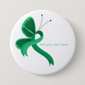 Jade Awareness Ribbon Butterfly  Button