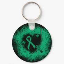 Jade Awareness Ribbon Grunge Heart Keychain