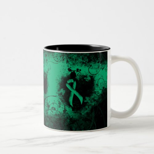 Jade Awareness Ribbon Grunge Heart Two_Tone Coffee Mug
