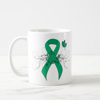 Jade Awareness Ribbon with Butterfly Coffee Mug