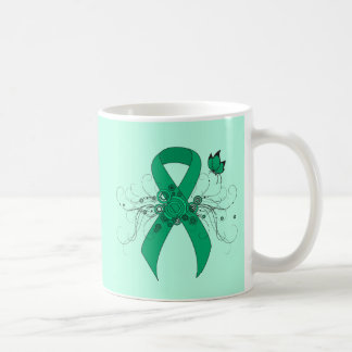 Jade Awareness Ribbon with Butterfly Coffee Mug