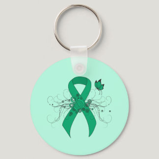 Jade Awareness Ribbon with Butterfly Keychain