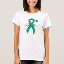 Jade Awareness Ribbon with Butterfly T-Shirt