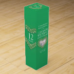 Jade beads 12th wedding anniversary photo wine box<br><div class="desc">12th Jade anniversary gift wine or spirits box. Beautiful green jade effect beads in hearts on green with photo template 12th jade wedding anniversary wine box packaging. Customize with your own recipients name or relatives details and photo. The twelve wedding anniversary year is traditionally associated with jade. Currently reads Congratulations...</div>