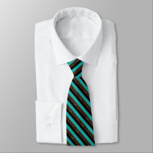 Jade, Black and Diagonal Stripe Leopard Print Neck Tie