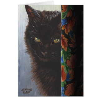 Jade Black Kitty Cat by ArtByAkiko Cards
