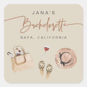 JADE Bohemian Napa Wine Country Bachelorette Square Sticker