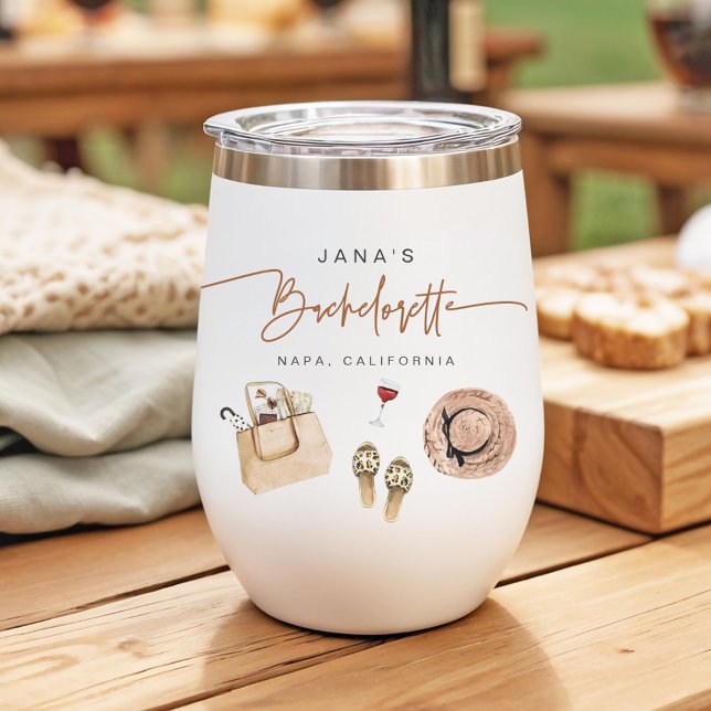 JADE Bohemian Napa Wine Country Bachelorette Thermal Wine Tumbler (Creator Uploaded)