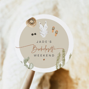 JADE Boho Desert Cactus Scottsdale Before the Veil Classic Round Sticker