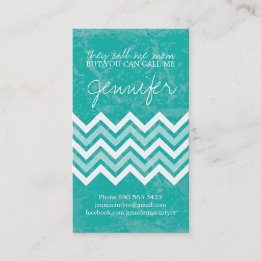 Customizable Jade Chevron Mommy Cards Business Card