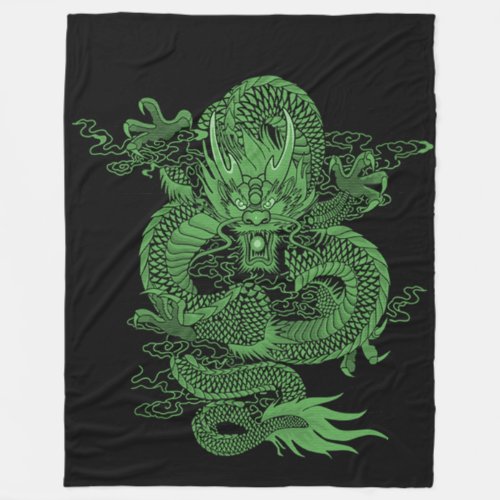 Jade Chinese Emperor Dragon Fleece Blanket