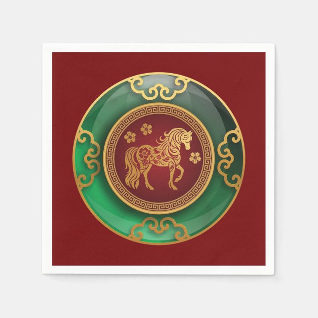 Jade Chinese New Year of the Horse Napkins (Front)
