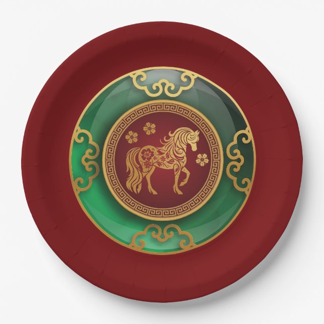 Jade Chinese New Year of the Horse Paper Plates (Front)