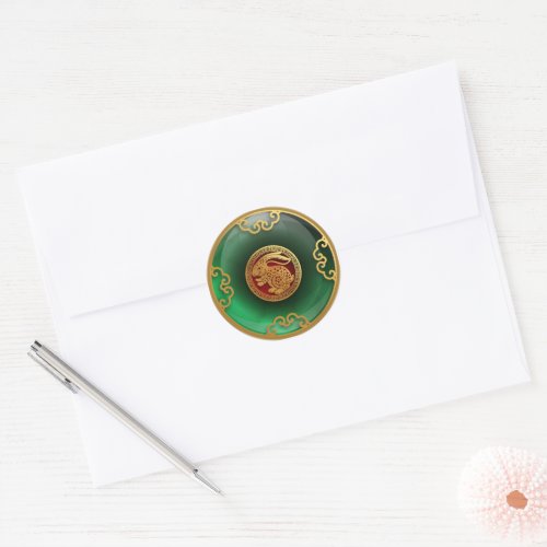 Jade Chinese New Year of the Rabbit Classic Round Sticker