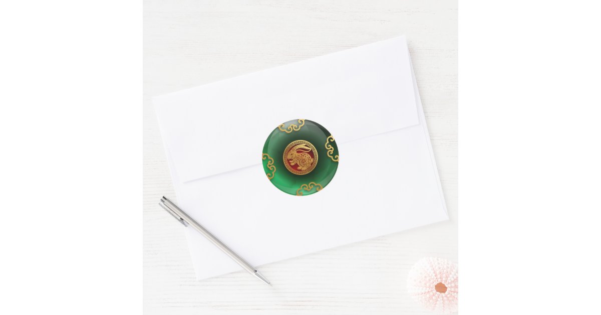 Jade Rabbit Sticker Jade Chinese New Year of the Rabbit Classic Round Sticker | Zazzle