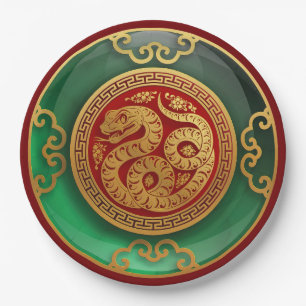 Jade Chinese New Year of the Snake Paper Plates