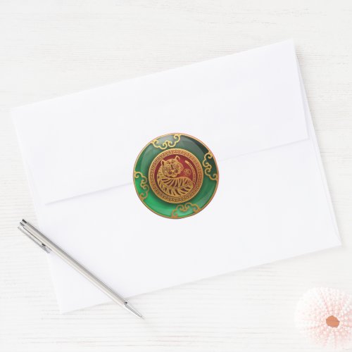 Jade Chinese New Year of the Tiger Classic Round Sticker