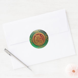Jade Chinese New Year of the Tiger Classic Round Sticker